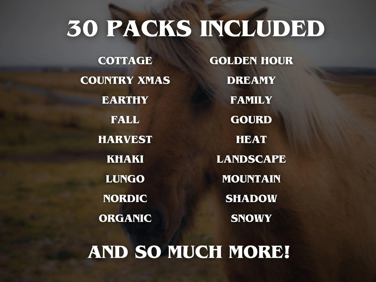 300+ HORSE Lightoom Presets (Mobile & Desktop)